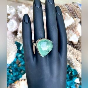 Sterling Silver Opalescent Moss Agate Fall Season 925 Beautiful Ring SZ 9 NEW